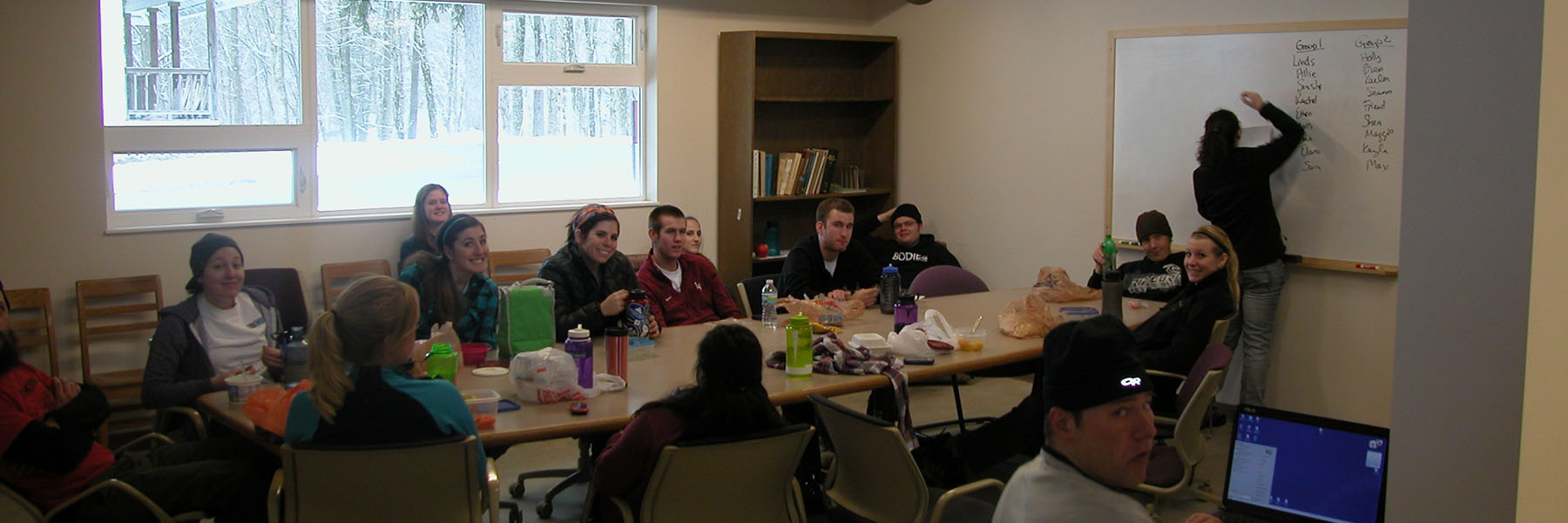 Students sit in class at the Field Lab.