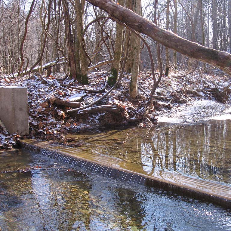 A weir in the winter.